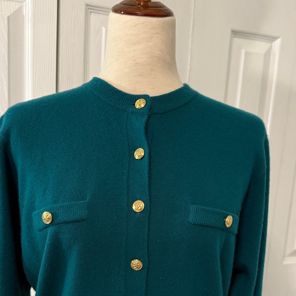 Vintage 90s Kerri N Kelsey Green Cardigan Sz L(M) - Picture 2 of 8